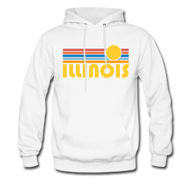 Illinois Hoodie - Retro Sunrise Illinois Crewneck Hooded Sweatshirt - white