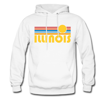 Illinois Hoodie - Retro Sunrise Illinois Crewneck Hooded Sweatshirt - white