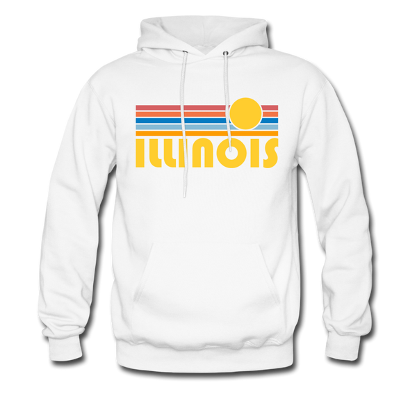 Illinois Hoodie - Retro Sunrise Illinois Crewneck Hooded Sweatshirt - white