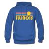 Illinois Hoodie - Retro Sunrise Illinois Crewneck Hooded Sweatshirt - royal blue