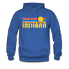 Indiana Hoodie - Retro Sunrise Indiana Crewneck Hooded Sweatshirt - royal blue