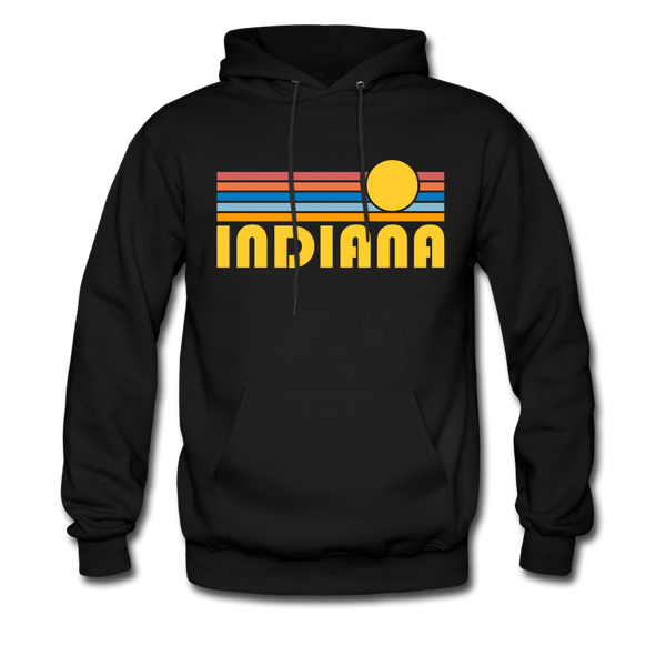 Indiana Hoodie - Retro Sunrise Indiana Crewneck Hooded Sweatshirt - black