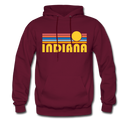 Indiana Hoodie - Retro Sunrise Indiana Crewneck Hooded Sweatshirt - burgundy
