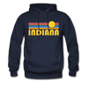 Indiana Hoodie - Retro Sunrise Indiana Crewneck Hooded Sweatshirt - navy