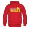Indiana Hoodie - Retro Sunrise Indiana Crewneck Hooded Sweatshirt - red
