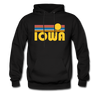 Iowa Hoodie - Retro Sunrise Iowa Crewneck Hooded Sweatshirt - black
