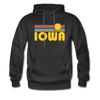 Iowa Hoodie - Retro Sunrise Iowa Crewneck Hooded Sweatshirt - charcoal gray