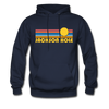 Jackson Hole, Wyoming Hoodie - Retro Sunrise Jackson Hole Crewneck Hooded Sweatshirt - navy