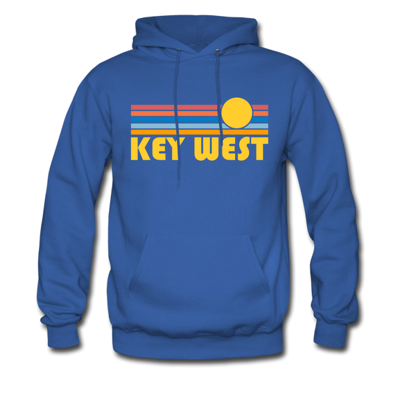 Key West, Florida Hoodie - Retro Sunrise Key West Crewneck Hooded Sweatshirt - royal blue