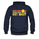 Key West, Florida Hoodie - Retro Sunrise Key West Crewneck Hooded Sweatshirt - navy