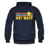 Key West, Florida Hoodie - Retro Sunrise Key West Crewneck Hooded Sweatshirt - navy