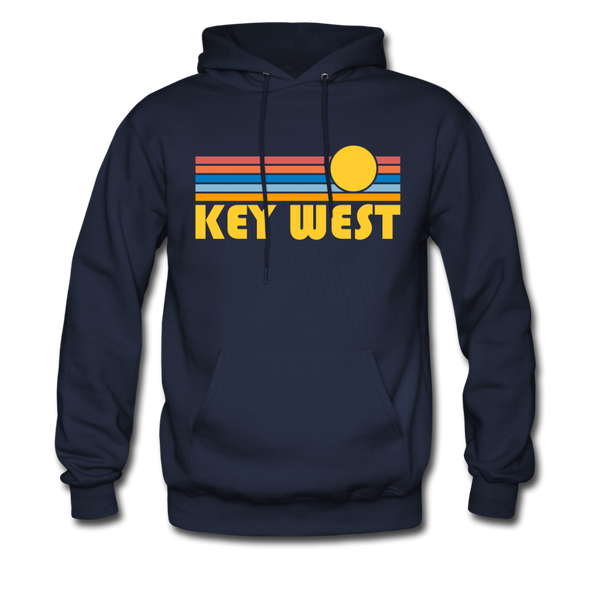 Key West, Florida Hoodie - Retro Sunrise Key West Crewneck Hooded Sweatshirt - navy