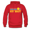 Key West, Florida Hoodie - Retro Sunrise Key West Crewneck Hooded Sweatshirt - red