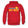 Key West, Florida Hoodie - Retro Sunrise Key West Crewneck Hooded Sweatshirt - red