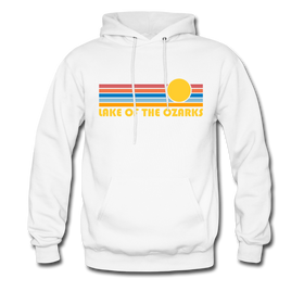 Lake of the Ozarks, Missouri Hoodie - Retro Sunrise Lake of the Ozarks Crewneck Hooded Sweatshirt - white