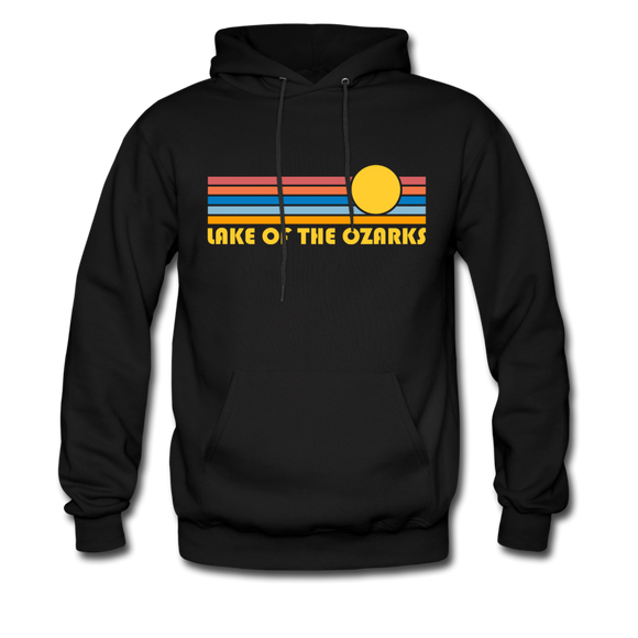 Lake of the Ozarks, Missouri Hoodie - Retro Sunrise Lake of the Ozarks Crewneck Hooded Sweatshirt - black