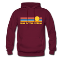 Lake of the Ozarks, Missouri Hoodie - Retro Sunrise Lake of the Ozarks Crewneck Hooded Sweatshirt - burgundy