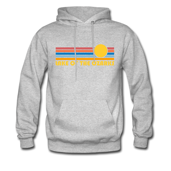 Lake of the Ozarks, Missouri Hoodie - Retro Sunrise Lake of the Ozarks Crewneck Hooded Sweatshirt - heather gray