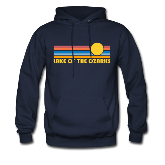Lake of the Ozarks, Missouri Hoodie - Retro Sunrise Lake of the Ozarks Crewneck Hooded Sweatshirt - navy