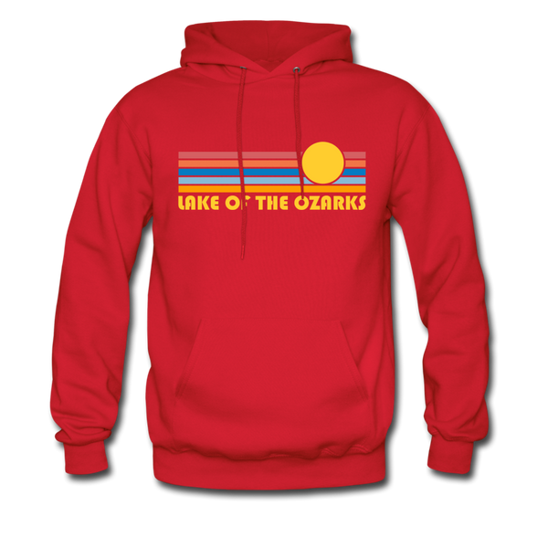 Lake of the Ozarks, Missouri Hoodie - Retro Sunrise Lake of the Ozarks Crewneck Hooded Sweatshirt - red