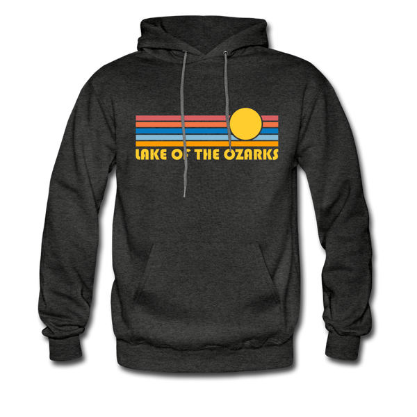 Lake of the Ozarks, Missouri Hoodie - Retro Sunrise Lake of the Ozarks Crewneck Hooded Sweatshirt - charcoal gray