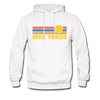 Lake Tahoe, California Hoodie - Retro Sunrise Lake Tahoe Crewneck Hooded Sweatshirt - white