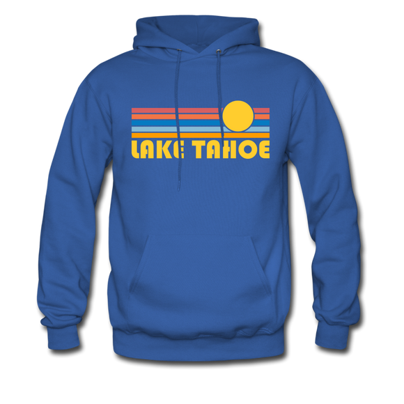 Lake Tahoe, California Hoodie - Retro Sunrise Lake Tahoe Crewneck Hooded Sweatshirt - royal blue