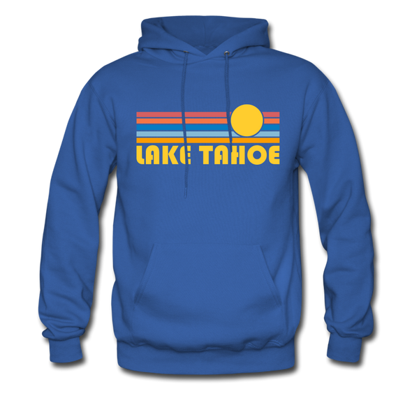 Lake Tahoe, California Hoodie - Retro Sunrise Lake Tahoe Crewneck Hooded Sweatshirt - royal blue