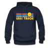 Lake Tahoe, California Hoodie - Retro Sunrise Lake Tahoe Crewneck Hooded Sweatshirt - navy