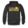Lake Tahoe, California Hoodie - Retro Sunrise Lake Tahoe Crewneck Hooded Sweatshirt - charcoal gray