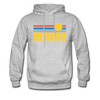 Maine Hoodie - Retro Sunrise Maine Crewneck Hooded Sweatshirt - heather gray