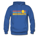 Massachusetts Hoodie - Retro Sunrise Massachusetts Crewneck Hooded Sweatshirt - royal blue