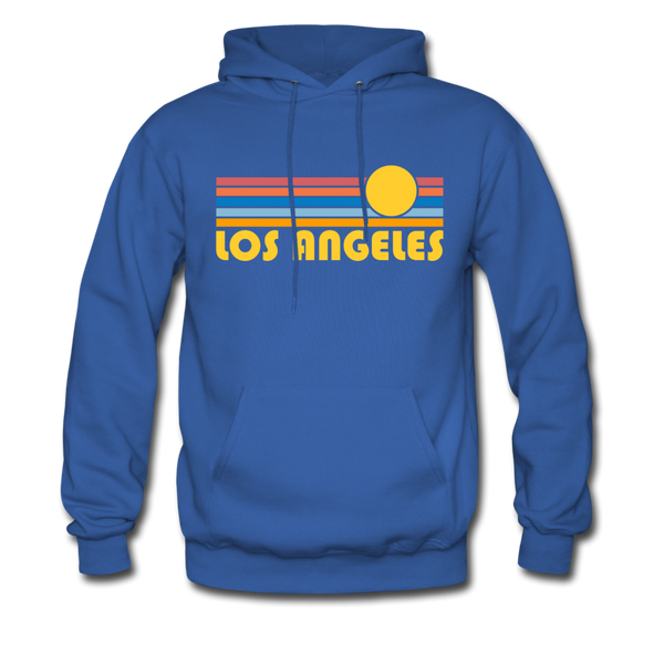 Los Angeles, California Hoodie - Retro Sunrise Los Angeles Crewneck Hooded Sweatshirt - royal blue
