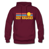 Los Angeles, California Hoodie - Retro Sunrise Los Angeles Crewneck Hooded Sweatshirt - burgundy