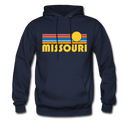 Missouri Hoodie - Retro Sunrise Missouri Crewneck Hooded Sweatshirt - navy