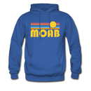 Moab, Utah Hoodie - Retro Sunrise Moab Crewneck Hooded Sweatshirt - royal blue