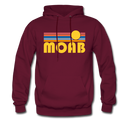 Moab, Utah Hoodie - Retro Sunrise Moab Crewneck Hooded Sweatshirt - burgundy