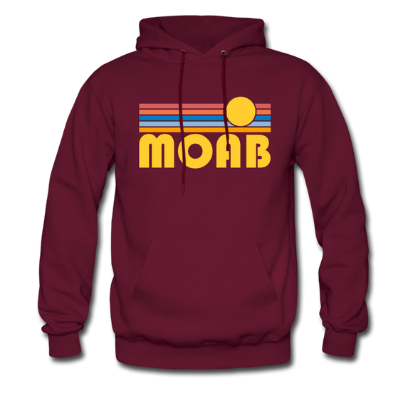 Moab, Utah Hoodie - Retro Sunrise Moab Crewneck Hooded Sweatshirt - burgundy
