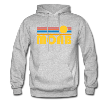 Moab, Utah Hoodie - Retro Sunrise Moab Crewneck Hooded Sweatshirt - heather gray