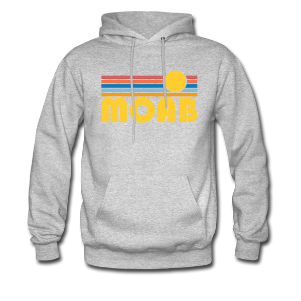 Moab, Utah Hoodie - Retro Sunrise Moab Crewneck Hooded Sweatshirt - heather gray