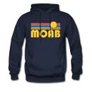 Moab, Utah Hoodie - Retro Sunrise Moab Crewneck Hooded Sweatshirt - navy