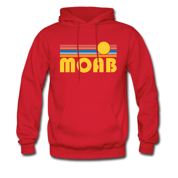 Moab, Utah Hoodie - Retro Sunrise Moab Crewneck Hooded Sweatshirt - red