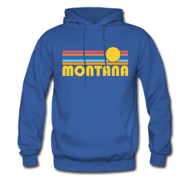Montana Hoodie - Retro Sunrise Montana Crewneck Hooded Sweatshirt - royal blue