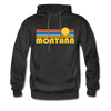 Montana Hoodie - Retro Sunrise Montana Crewneck Hooded Sweatshirt - charcoal gray