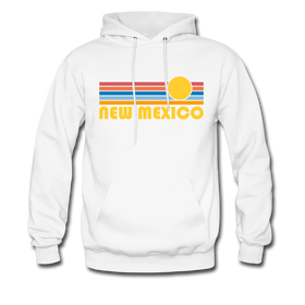 New Mexico Hoodie - Retro Sunrise New Mexico Crewneck Hooded Sweatshirt - white