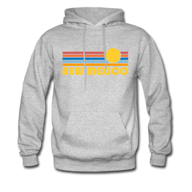 New Mexico Hoodie - Retro Sunrise New Mexico Crewneck Hooded Sweatshirt - heather gray