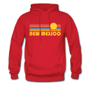 New Mexico Hoodie - Retro Sunrise New Mexico Crewneck Hooded Sweatshirt - red