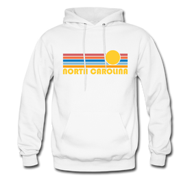 North Carolina Hoodie - Retro Sunrise North Carolina Crewneck Hooded Sweatshirt - white