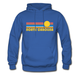 North Carolina Hoodie - Retro Sunrise North Carolina Crewneck Hooded Sweatshirt - royal blue