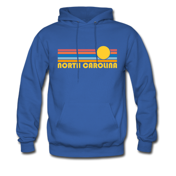North Carolina Hoodie - Retro Sunrise North Carolina Crewneck Hooded Sweatshirt - royal blue